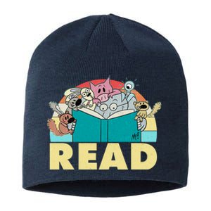 Cute Funny Animals Read Reading Book Lover Fan Sustainable Beanie