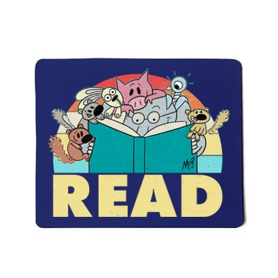 Cute Funny Animals Read Reading Book Lover Fan Mousepad