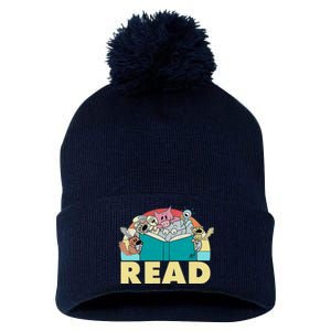 Cute Funny Animals Read Reading Book Lover Fan Pom Pom 12in Knit Beanie