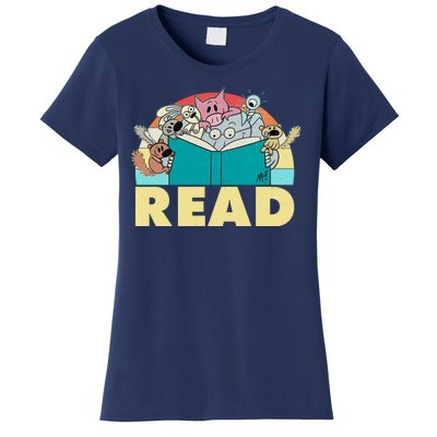 Cute Funny Animals Read Reading Book Lover Fan Women's T-Shirt