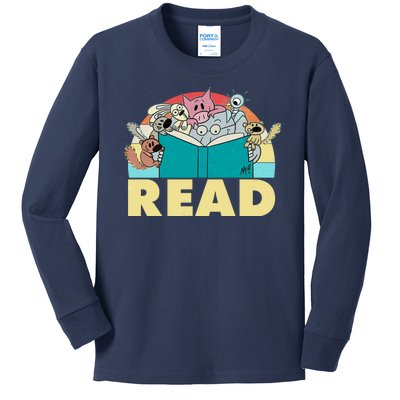 Cute Funny Animals Read Reading Book Lover Fan Kids Long Sleeve Shirt