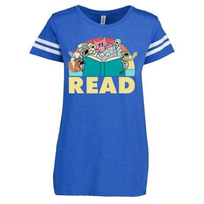 Cute Funny Animals Read Reading Book Lover Fan Enza Ladies Jersey Football T-Shirt