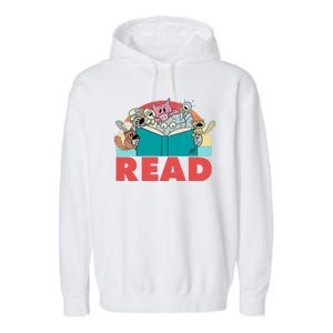 Cute Funny Animals Read Reading Book Lover Fan Garment-Dyed Fleece Hoodie