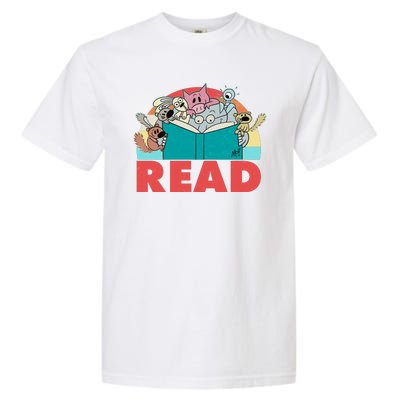 Cute Funny Animals Read Reading Book Lover Fan Garment-Dyed Heavyweight T-Shirt