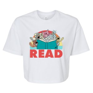 Cute Funny Animals Read Reading Book Lover Fan Bella+Canvas Jersey Crop Tee