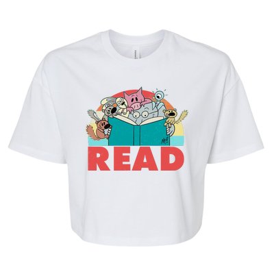 Cute Funny Animals Read Reading Book Lover Fan Bella+Canvas Jersey Crop Tee