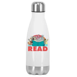 Cute Funny Animals Read Reading Book Lover Fan Stainless Steel Insulated Water Bottle