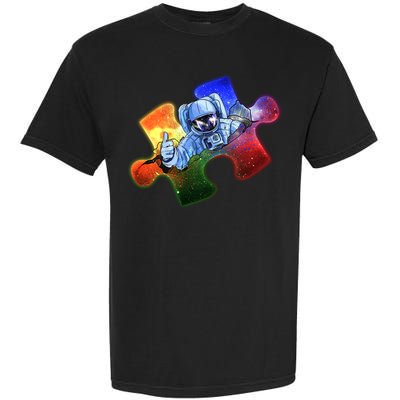 Cool Funny Autism Awareness Galaxy Puzzle Piece Astronaut Garment-Dyed Heavyweight T-Shirt