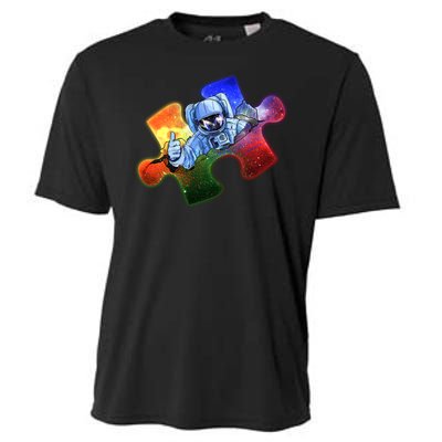 Cool Funny Autism Awareness Galaxy Puzzle Piece Astronaut Cooling Performance Crew T-Shirt