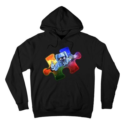 Cool Funny Autism Awareness Galaxy Puzzle Piece Astronaut Hoodie