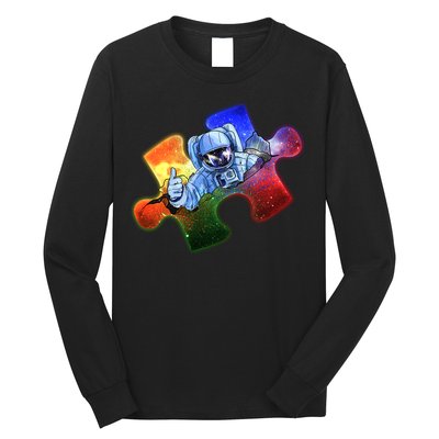 Cool Funny Autism Awareness Galaxy Puzzle Piece Astronaut Long Sleeve Shirt