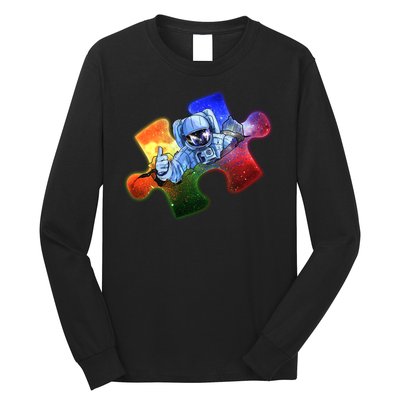 Cool Funny Autism Awareness Galaxy Puzzle Piece Astronaut Long Sleeve Shirt