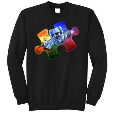 Cool Funny Autism Awareness Galaxy Puzzle Piece Astronaut Sweatshirt