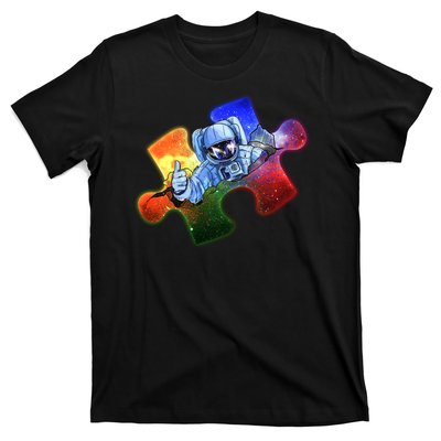 Cool Funny Autism Awareness Galaxy Puzzle Piece Astronaut T-Shirt