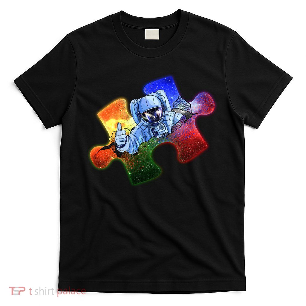 Cool Funny Autism Awareness Galaxy Puzzle Piece Astronaut T-Shirt