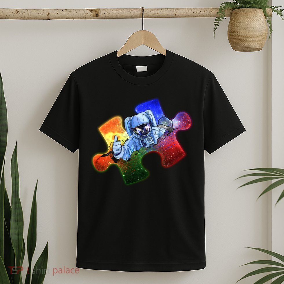 Cool Funny Autism Awareness Galaxy Puzzle Piece Astronaut T-Shirt