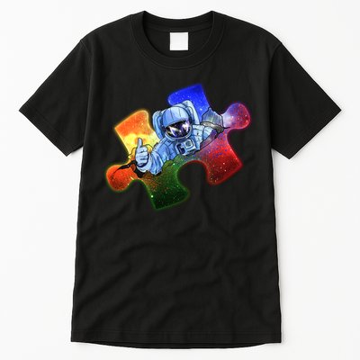Cool Funny Autism Awareness Galaxy Puzzle Piece Astronaut Tall T-Shirt