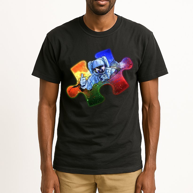 Cool Funny Autism Awareness Galaxy Puzzle Piece Astronaut Tall T-Shirt