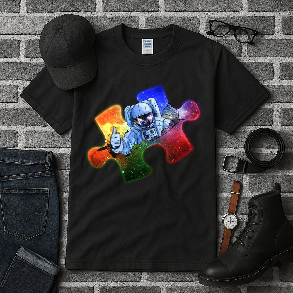 Cool Funny Autism Awareness Galaxy Puzzle Piece Astronaut Tall T-Shirt