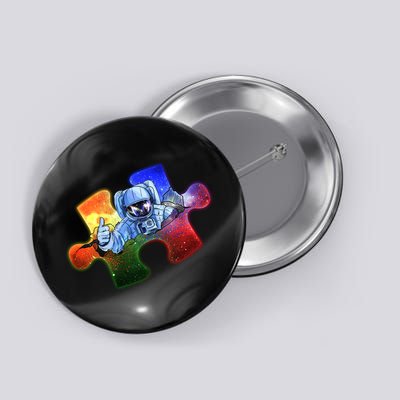Cool Funny Autism Awareness Galaxy Puzzle Piece Astronaut Button