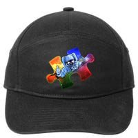 Cool Funny Autism Awareness Galaxy Puzzle Piece Astronaut 7-Panel Snapback Hat