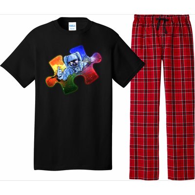 Cool Funny Autism Awareness Galaxy Puzzle Piece Astronaut Pajama Set