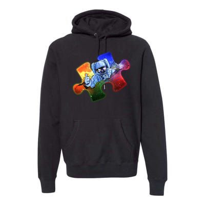 Cool Funny Autism Awareness Galaxy Puzzle Piece Astronaut Premium Hoodie