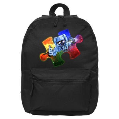 Cool Funny Autism Awareness Galaxy Puzzle Piece Astronaut 16 in Basic Backpack