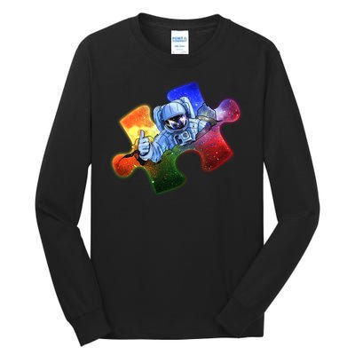 Cool Funny Autism Awareness Galaxy Puzzle Piece Astronaut Tall Long Sleeve T-Shirt