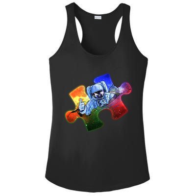 Cool Funny Autism Awareness Galaxy Puzzle Piece Astronaut Ladies PosiCharge Competitor Racerback Tank