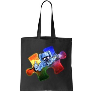 Cool Funny Autism Awareness Galaxy Puzzle Piece Astronaut Tote Bag