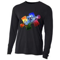 Cool Funny Autism Awareness Galaxy Puzzle Piece Astronaut Cooling Performance Long Sleeve Crew