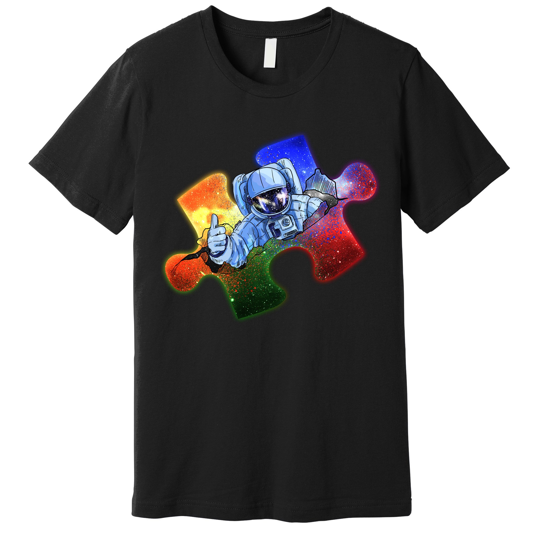 Cool Funny Autism Awareness Galaxy Puzzle Piece Astronaut Premium T-Shirt