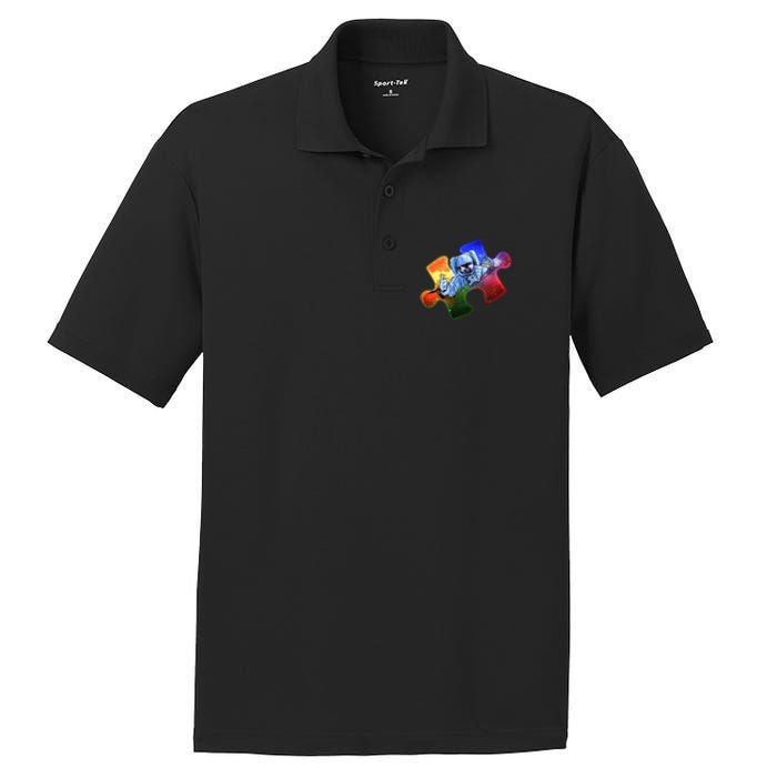 Cool Funny Autism Awareness Galaxy Puzzle Piece Astronaut PosiCharge RacerMesh Polo