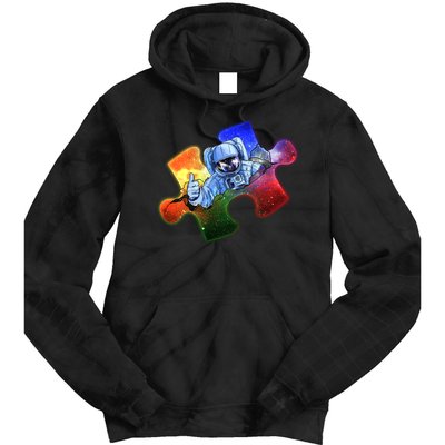 Cool Funny Autism Awareness Galaxy Puzzle Piece Astronaut Tie Dye Hoodie