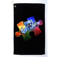 Cool Funny Autism Awareness Galaxy Puzzle Piece Astronaut Golf Towel