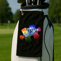 Cool Funny Autism Awareness Galaxy Puzzle Piece Astronaut Golf Towel