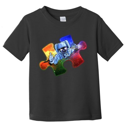 Cool Funny Autism Awareness Galaxy Puzzle Piece Astronaut Toddler T-Shirt