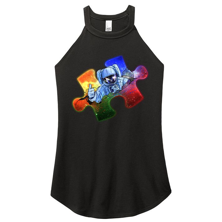 Cool Funny Autism Awareness Galaxy Puzzle Piece Astronaut Women's Perfect Tri Rocker Tank