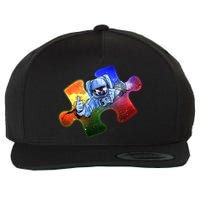 Cool Funny Autism Awareness Galaxy Puzzle Piece Astronaut Wool Snapback Cap