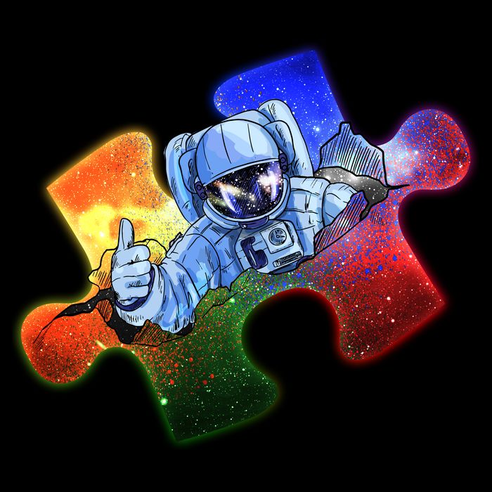 Cool Funny Autism Awareness Galaxy Puzzle Piece Astronaut Wool Snapback Cap