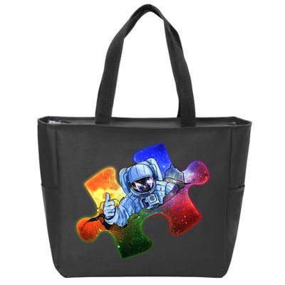 Cool Funny Autism Awareness Galaxy Puzzle Piece Astronaut Zip Tote Bag