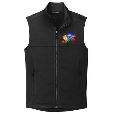 Cool Funny Autism Awareness Galaxy Puzzle Piece Astronaut Collective Smooth Fleece Vest