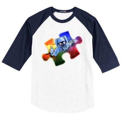 Cool Funny Autism Awareness Galaxy Puzzle Piece Astronaut Baseball Sleeve Shirt