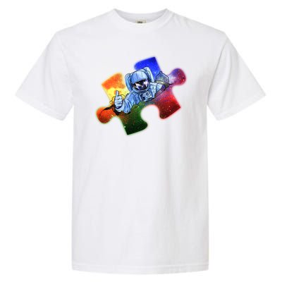 Cool Funny Autism Awareness Galaxy Puzzle Piece Astronaut Garment-Dyed Heavyweight T-Shirt