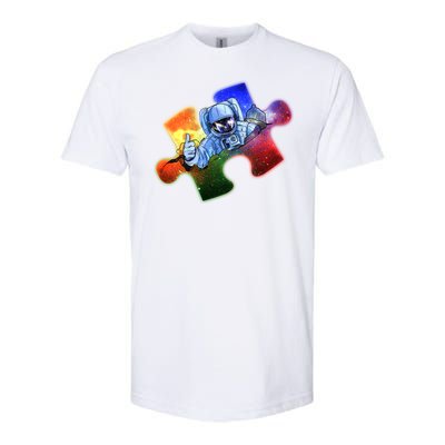 Cool Funny Autism Awareness Galaxy Puzzle Piece Astronaut Softstyle CVC T-Shirt