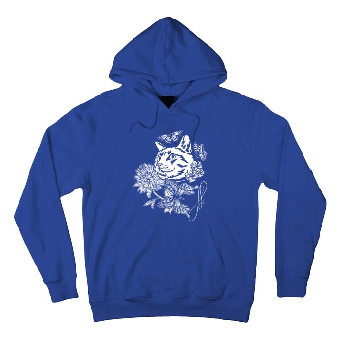 Cat Flowers And Butterflies Cat Floral Cool Gift Hoodie