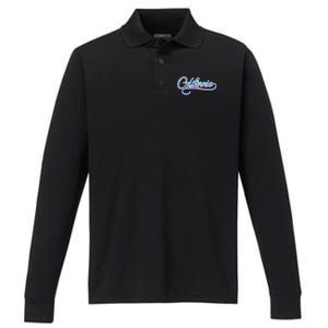 California Flower And Palm Performance Long Sleeve Polo