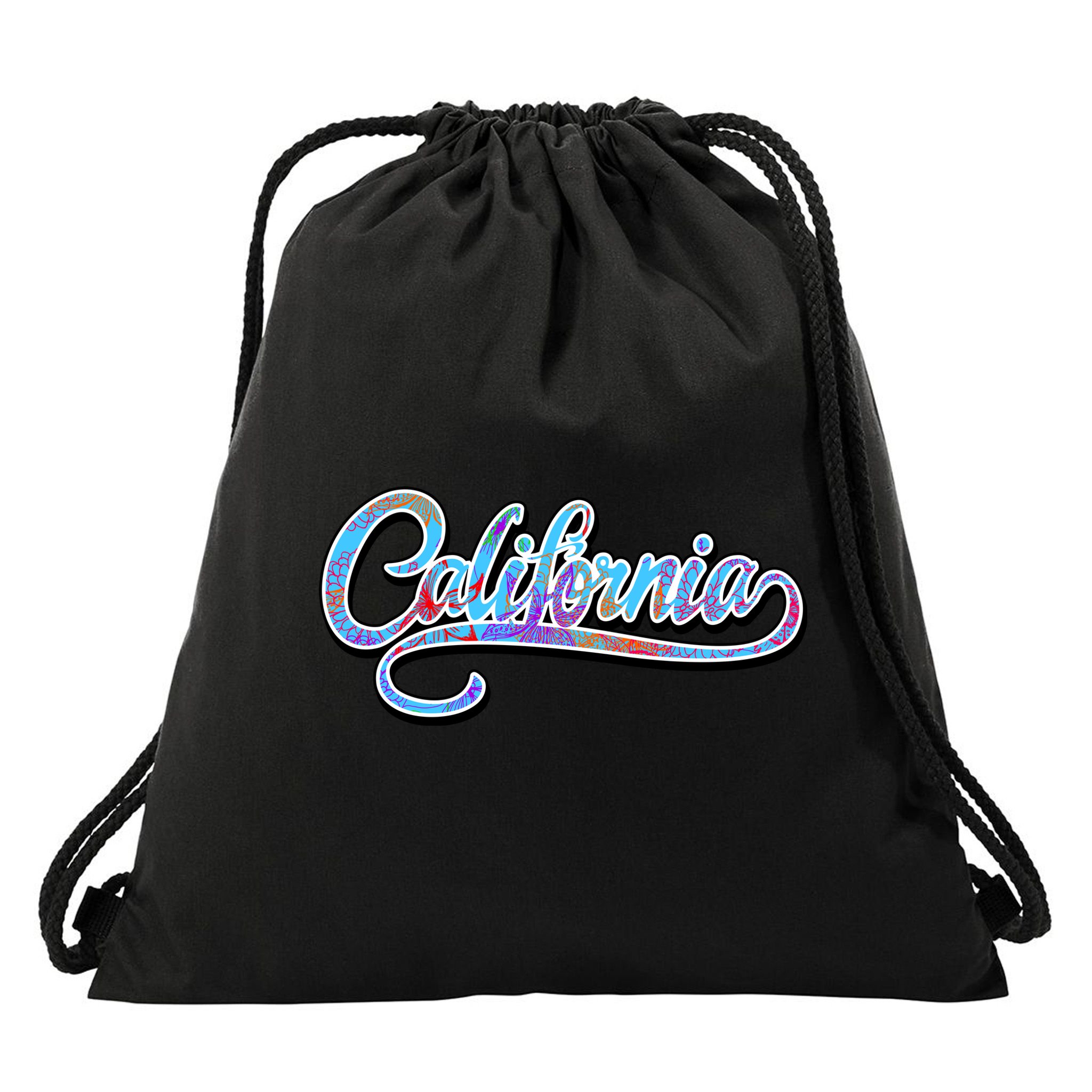 California Flower And Palm Drawstring Bag