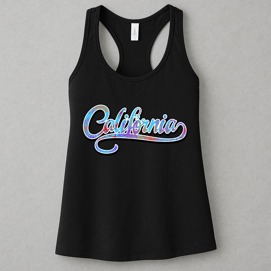 California Flower And Palm Womens Tank Top